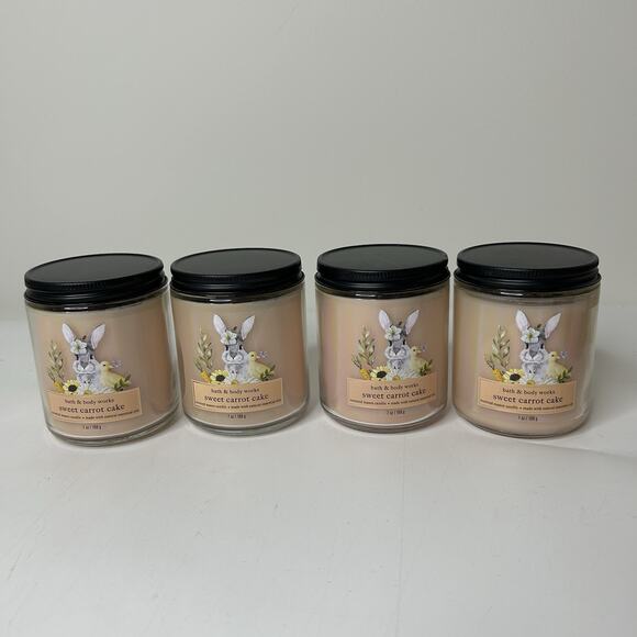 Bath & Body Works Aromatherapy Sweet Carrot Cake 7 oz Candles Lot Of 4 - Picture 1 of 5